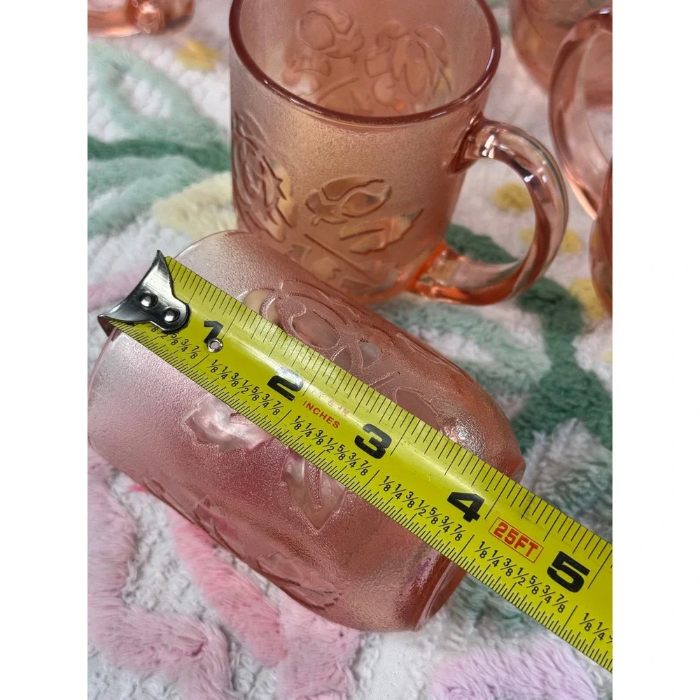 Arcoroc France Rosaline Pink Glass Set  12 Mugs 11 Bowls Rose Floral‎ Vintage